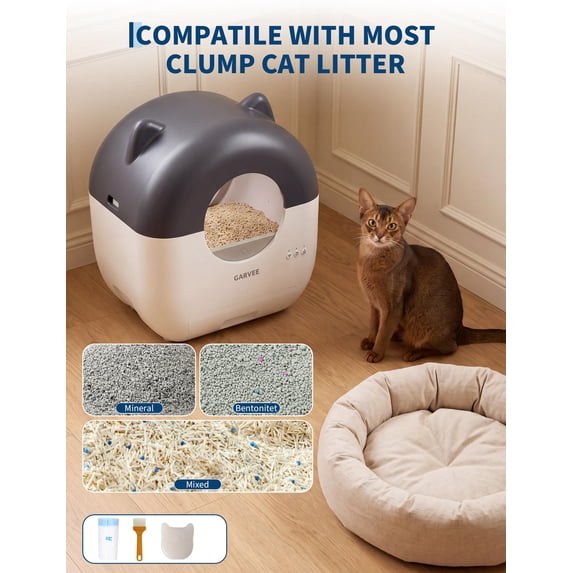 Automatic Litter Box, Smart Self-Cleaning Cat Litter Box with Odor Control, Safety Sensors, 76L Drum, 13L Waste Bin and Tuya App Control for Cats 3.3–28 lb