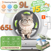 Automatic Litter Box, Upgraded Robot Self Cleaning Cat Litter Box for Multiple Cats, 65L+9L Extra Large, APP Control, Dual Safety Sensors, Odor Removal, 2 Rolls Liner Gift