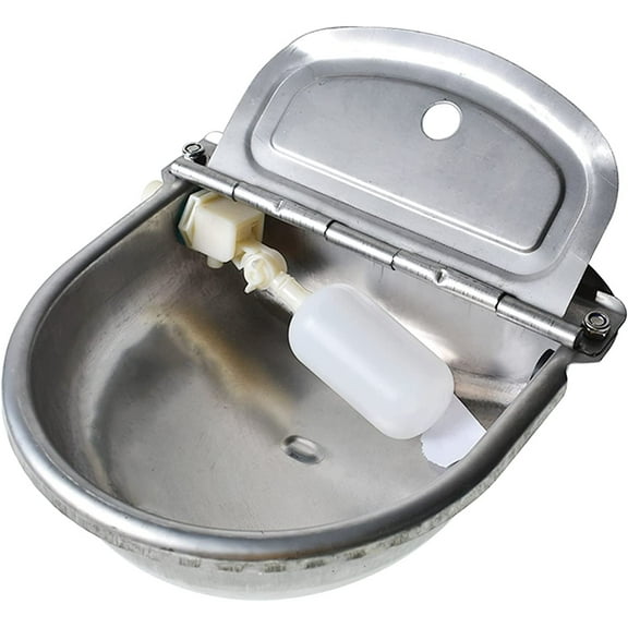 Automatic Livestock Water Bowl, Waterer Bowl with Float Valve, 304 Stainless Automatic Water Trough for Livestock Cattle, Sheep, Horses, Donkeys