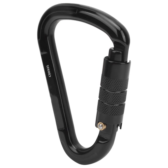 Automatic Locking Carabiner 28KN Pear-Shaped Heavy Duty Safety Clip 7075 Aviation Aluminum Connector Lock for Outdoor Rock Climbing Rappelling Mountaineering Equipment Black 4.33 in / 11.00 cm