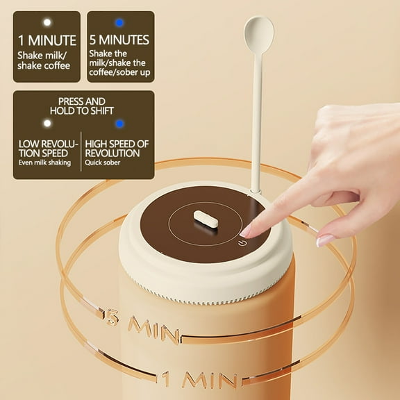 Automatic Magnetic Self Stirring Pad for Coffee Mug | USB Rechargeable Drink Mixer with Adjustable Speed & Timer | Includes Stirrer & Spoon | Portable Mixing Base for Coffee, Hot Chocolate