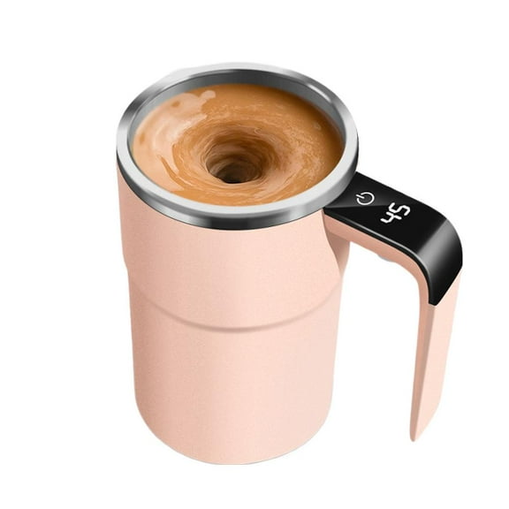 Automatic Magnetic Stirring Coffee Cup - Self-stirring Stainless Steel Mixing Cup with LCD Thermometer, USB Rechargeable Protein Shaker Bottle for Hot Beverages