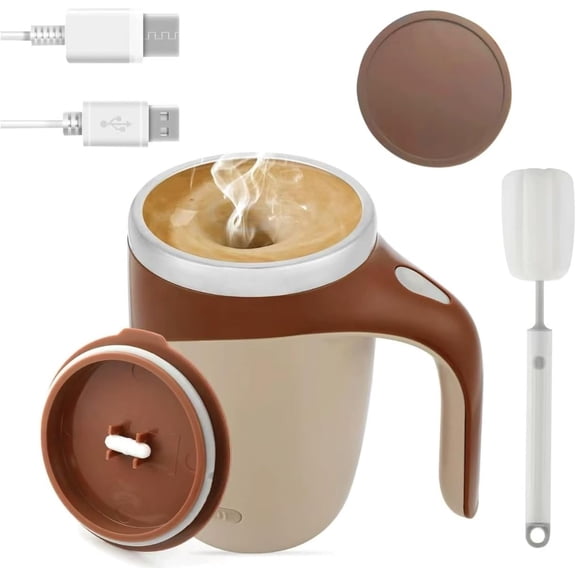 Automatic Magnetic Stirring Coffee Mug,14oz Rechargeable Self-Stirring Mug, Stainless Steel Leak-Proof Travel Mug with Lid