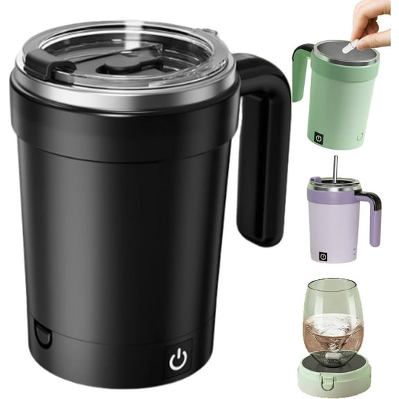 Automatic Magnetic Stirring Coffee Mug – 2025 Upgraded Self-Stirring Mug with Detachable Base, Smart Mixing Cup for Coffee, Chocolate, Milk, Tea, Portable Auto Stir Mug with Lid & Temperature Display