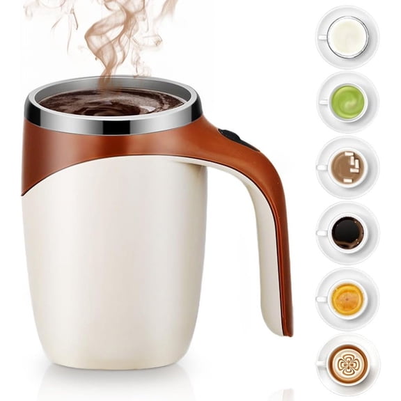 Automatic Magnetic Stirring Coffee Mug, 380ml Stainless Steel Self-Mixing Cup with Lid for Coffee, Tea, Protein Shakes