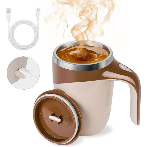 Automatic Magnetic Stirring Coffee Mug, 380ml USB Rechargeable Self-Stirring Cup with Lid for Coffee, Tea, and Beverages