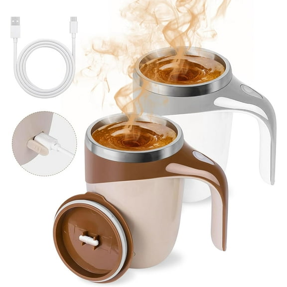 Automatic Magnetic Stirring Coffee Mug, 380ml USB Rechargeable Self-Stirring Cup with Lid for Coffee, Tea, and Beverages