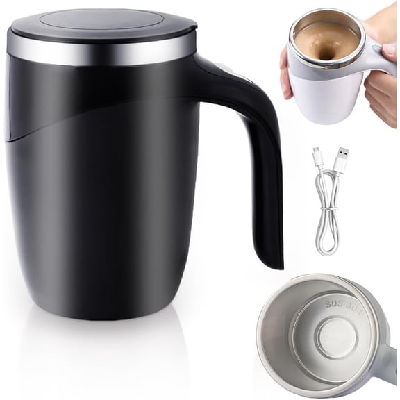 Automatic Magnetic Stirring Coffee Mug, Rechargeable Automatic Stirring Mixing Mug, Cup Rotating ,Stainless Steel Self Mixing Mug for Office Home Kitchen(Brown)