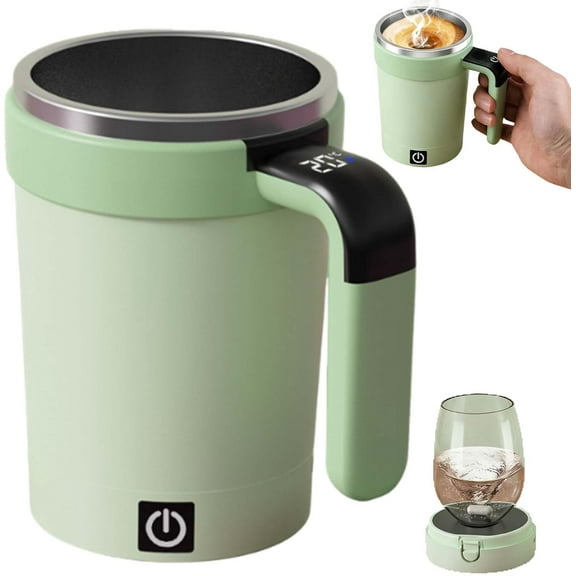 Automatic Magnetic Stirring Coffee Mug with Temperature Display, 2026 Upgraded Magnetic Coffee Stirrer Automatic Stirring Coffee Mug with Lid, Auto Stirring Coffee Mug for Office School (Green)