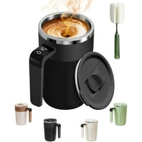 Automatic Magnetic Stirring Coffee Mug with Temperature Display, Electric Self Stirring & Heating Smart Mug, Built-in LCD Thermometer for Coffee Tea Milk Cocoa, Rechargeable & Hands-Free