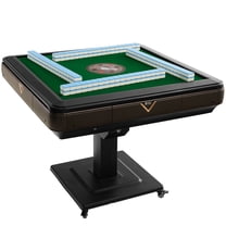 Automatic Mahjong Table with Wheels - 2 Sets of 42mm Numbered Tiles(Blue & Green) - Electric Foldable Mahjong Table Shuffler for Chinese, American, Filipino Party and Gifts