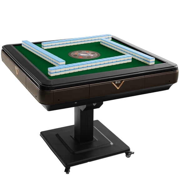 Automatic Mahjong Table with Wheels - 2 Sets of 42mm Numbered 152 Tiles - Electric Foldable Mahjong Table Shuffler for Chinese, American, Filipino Party and Gifts