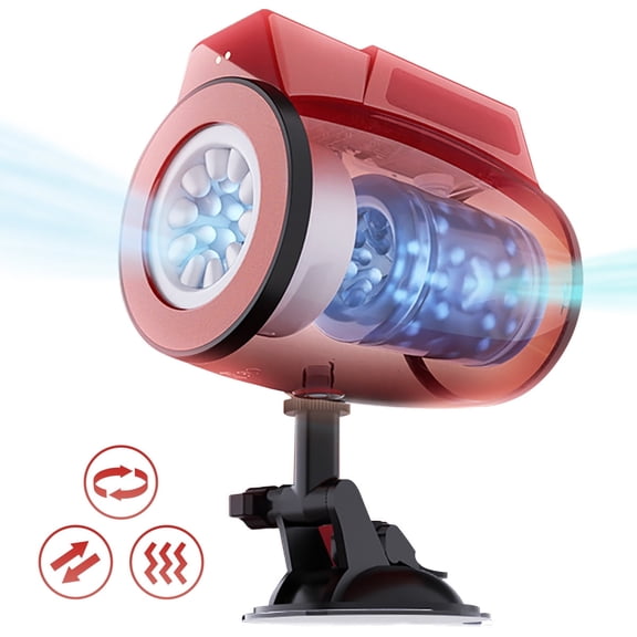 Automatic Masturbator Cup with Suction Base Handsfree,10 Vibrating & Rotating & Thrusting Mode Male Stroker,Male Adult Sex Toys for Men-Red