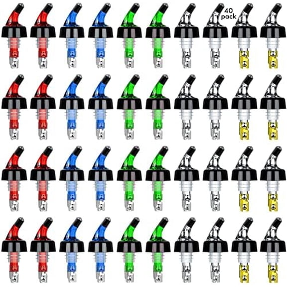 Automatic Measured Bottle Pourer Liquor Bottle Pourer Quick Shot Dispenser 1oz Liquor Pour Spout for Alcohol,Wine,Spirits, Home Bar Kitchen Tools 40 Pack