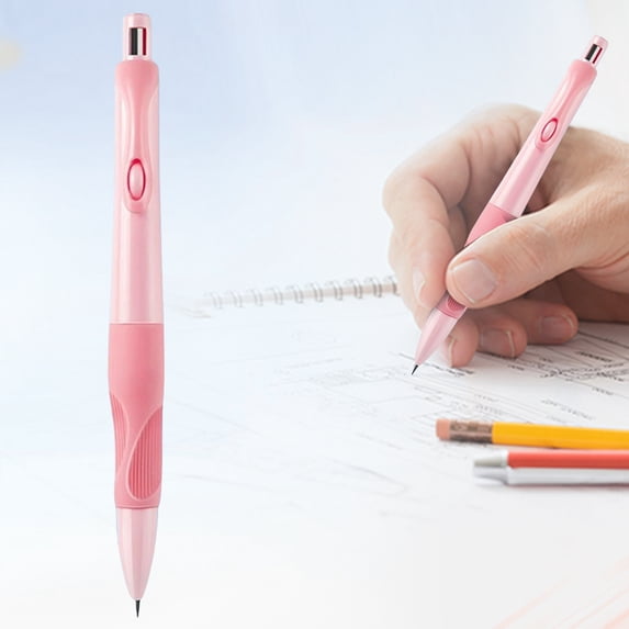 Automatic Mechanical Pencil, 1 Pc 2mm Comfortable Grip Refillable Fat Pencil, No Sharpening Required, Smooth Writing Drawing Pencil for Sketching, Journaling, Art Creation & Daily Use, Pink