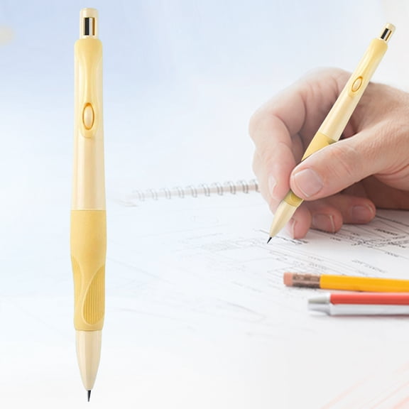 Automatic Mechanical Pencil, 1 Pc 2mm Comfortable Grip Refillable Fat Pencil, No Sharpening Required, Smooth Writing Drawing Pencil for Sketching, Journaling, Art Creation & Daily Use, Yellow