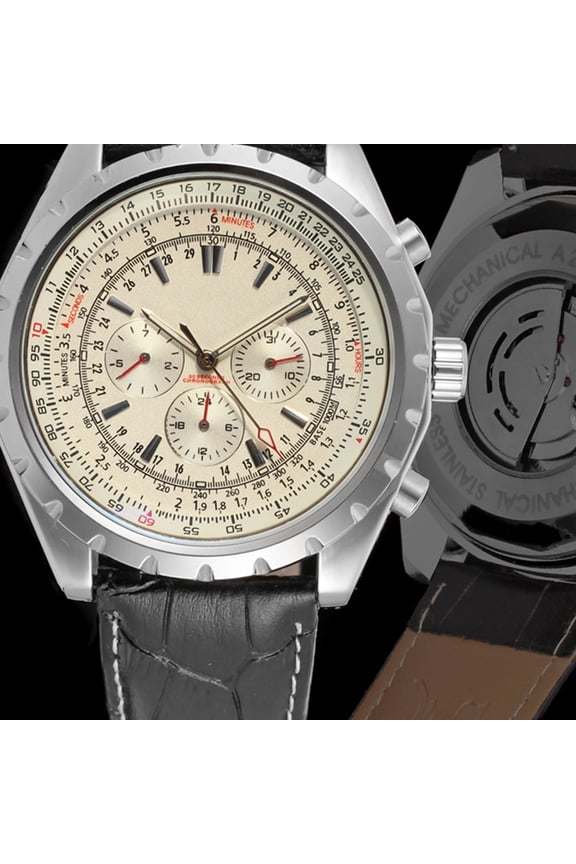 Automatic Mechanical Watch Mens Automatic Mechanical Watch with Leather Strap, Fashion Wristwatch, Calendar Date Display, Precise and Accurate Time Keeping, Exquisite Design, Water