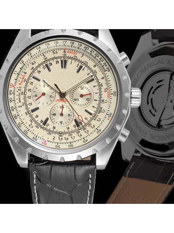 Automatic Mechanical Watch Mens Automatic Mechanical Watch with Leather Strap, Fashion Wristwatch, Calendar Date Display, Precise and Accurate Time Keeping, Exquisite Design, Water