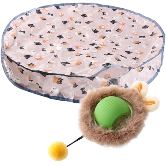 Automatic Motion Activated Cats Toy Ball with Play Mats Hide and Seeks Kittens Toy for Stimulating Felines
