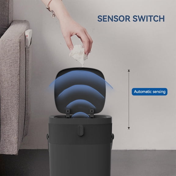 Automatic Motion Sensor Bathroom with Covered Trash can, one Smart Plastic Trash cans, Suitable for Black Trash cans in bathrooms, Offices, bedrooms, and Living Rooms