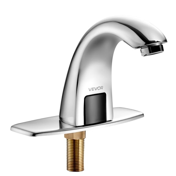 Automatic Motion Sensor Bathroom Sink Faucet Touchless Chrome Plated Adjustable Temperature Battery Operated for 9.16 in Pipe Commercial Lavatory with Hole Cover Plate