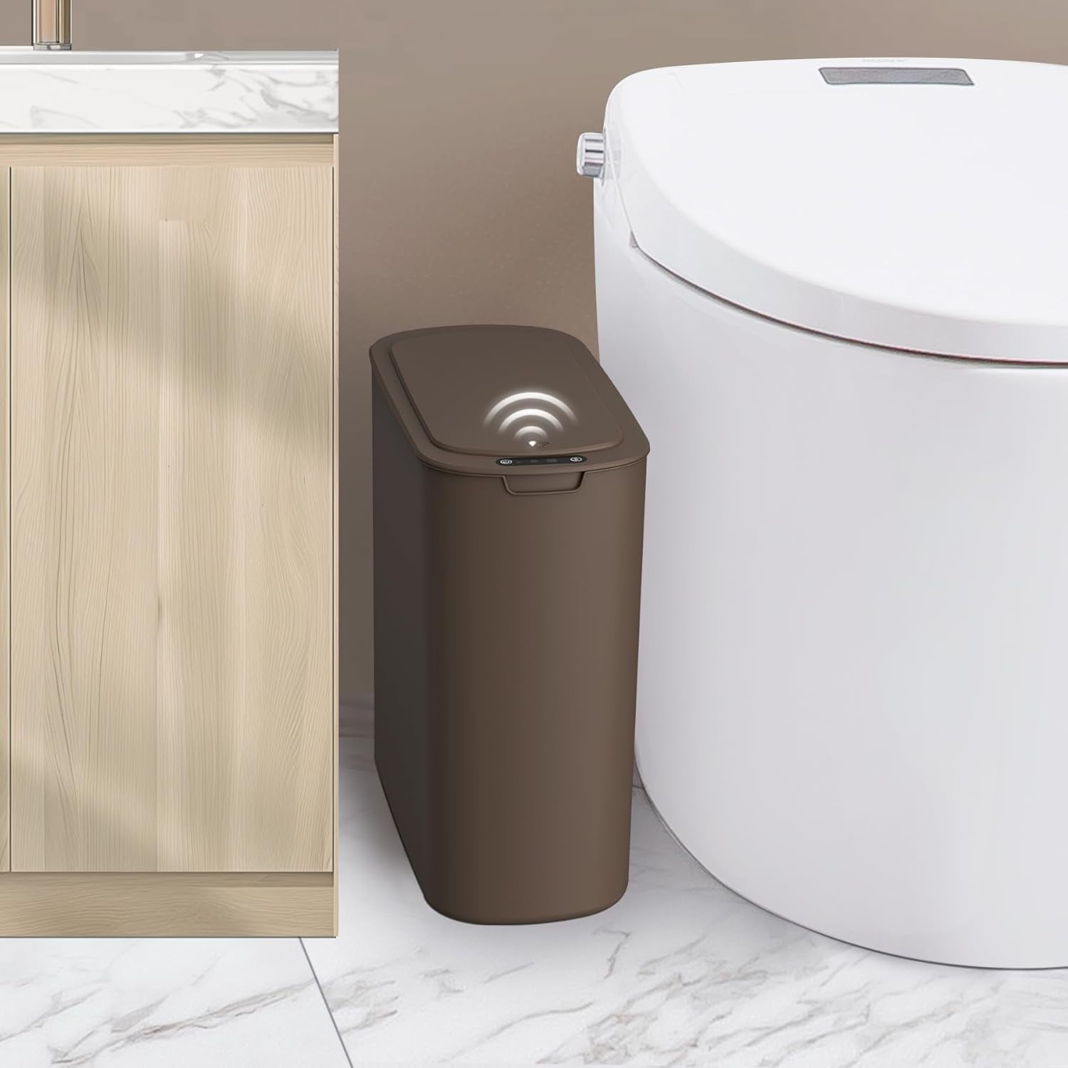 Automatic Motion Sensor Bathroom Trash Can with Lid, 2.6 Gallon ...