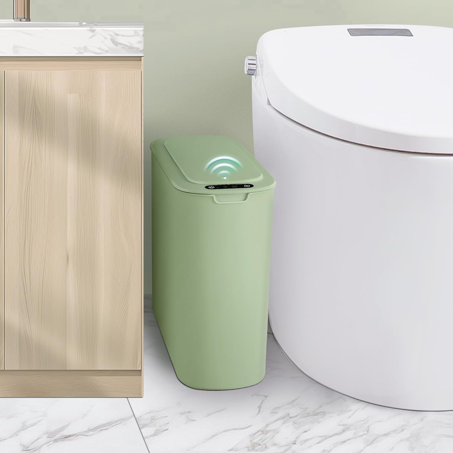 Automatic Motion Sensor Bathroom Trash Can with Lid, 2.6 Gallon ...