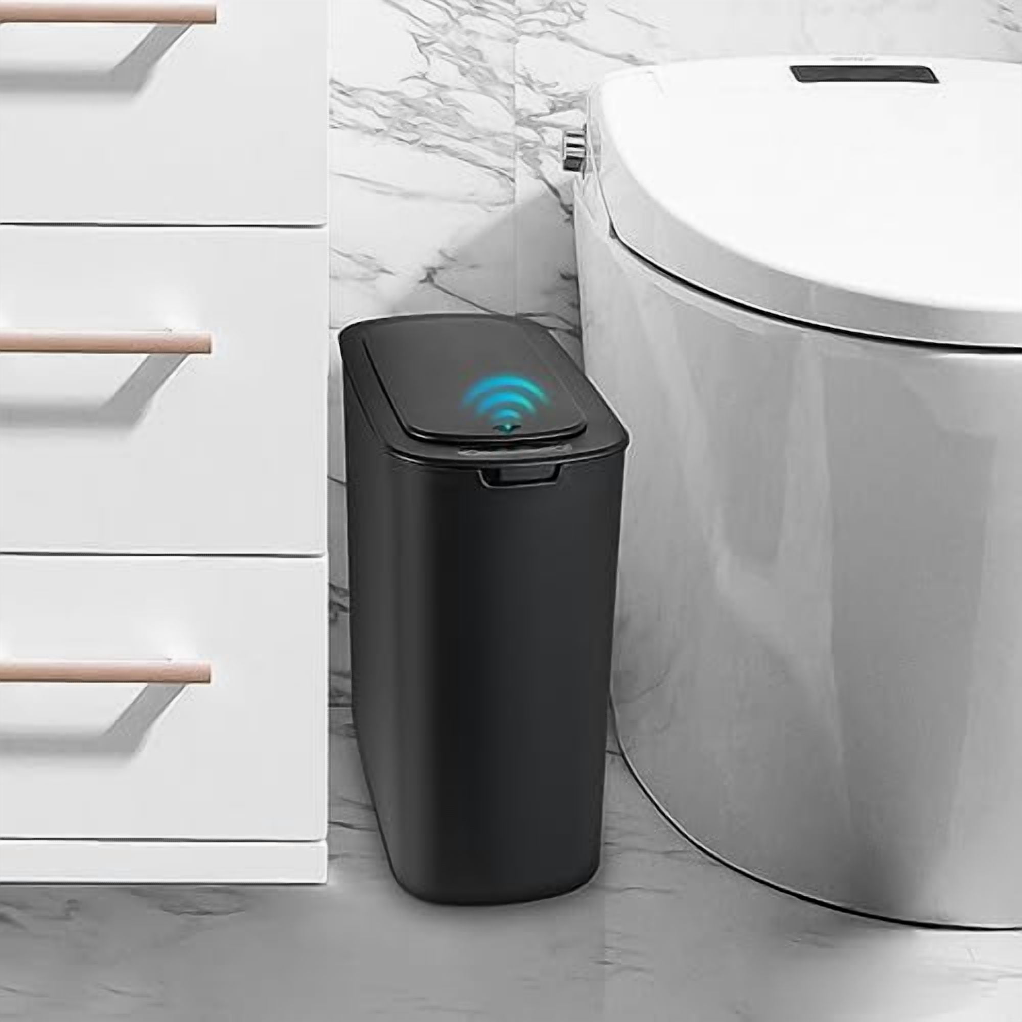 Black Bathroom Trash Can