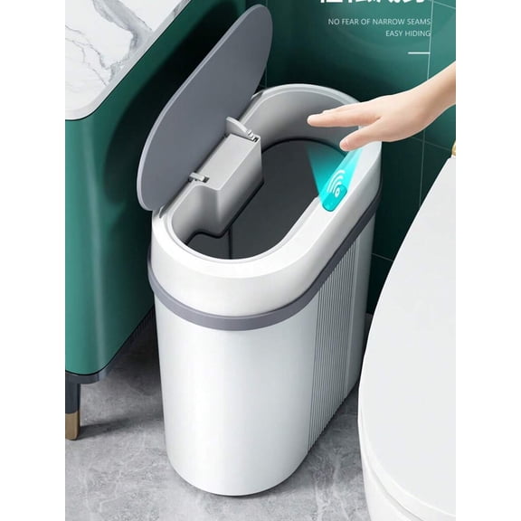 Automatic Motion Sensor Trash Can with Lid, Small Slim Garbage Bin for Bathroom Bedroom Office Living Room