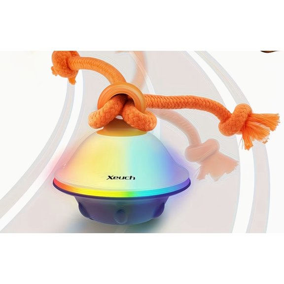 Automatic Moving Dog Toy Ball with Rope Motion-Activated Rolling Wicked Ball with Voice Recording, Interactive Stimulation Toy for Small & Medium Dogs