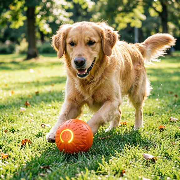 Automatic Moving Dog Toy Ball • USB Rechargeable Smart Interactive Rolling Play Ball for Small Medium Dogs • Boredom Chew Durable Silicone Cover
