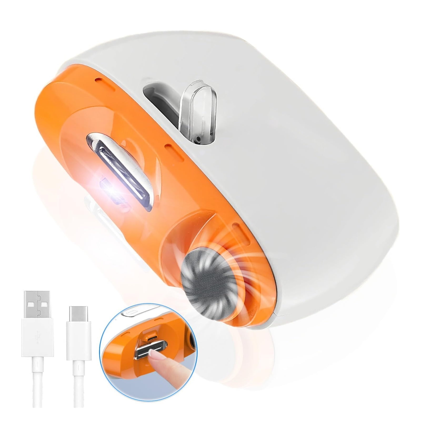 Electric Nail Clipper & Polisher 2-in-1 Set | Rechargeable, 2 Speeds, 45DB Low Noise, LED Light, Auto Nail Chip Storage For Baby, Kids, Adults, Seniors