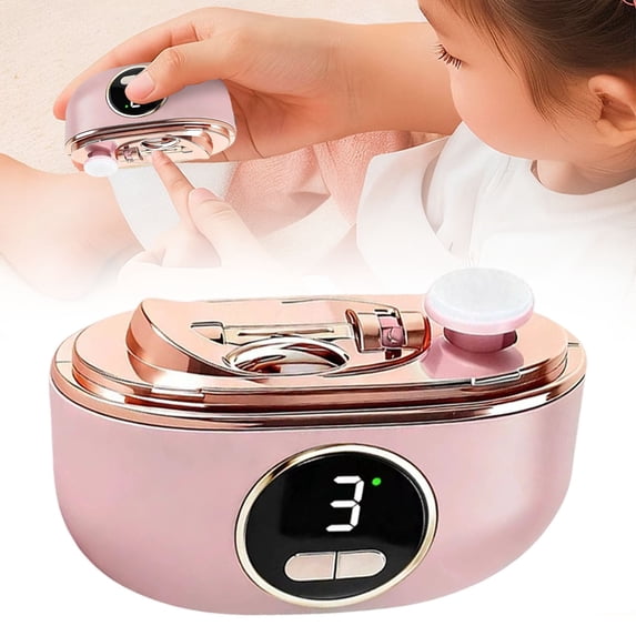 Automatic Nail Clipper with Large Display Screen - 3 Adjustable Speed Settings, 2 Interchangeable Grinding Heads, USB-C Rechargeable, Precise Grooming, Portable, Thick Nails, Family Nail Care