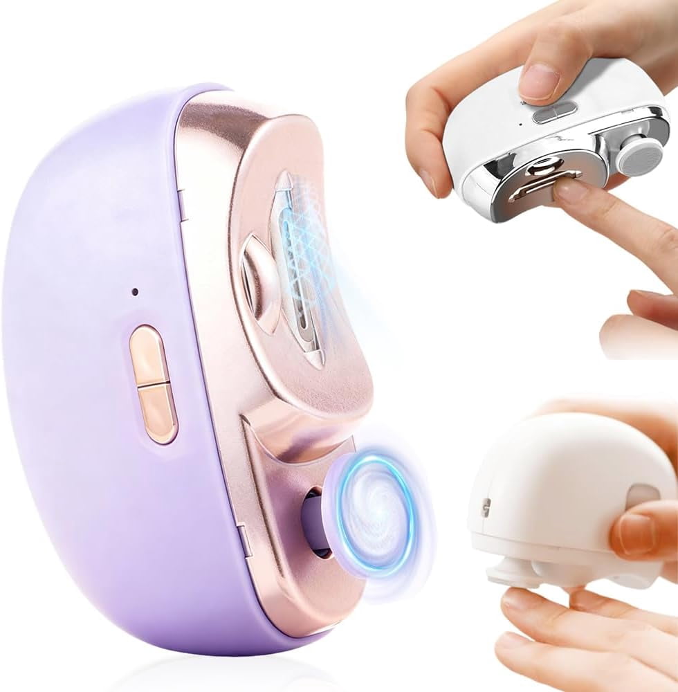 Automatic Nail Clipper with Nail File,2026 New 2 in 1 Electric Baby Nail Clippers with Lighting & Polishing,Multifunctional Nail Trimmer with Catcher for Kids, Seniors, Adults