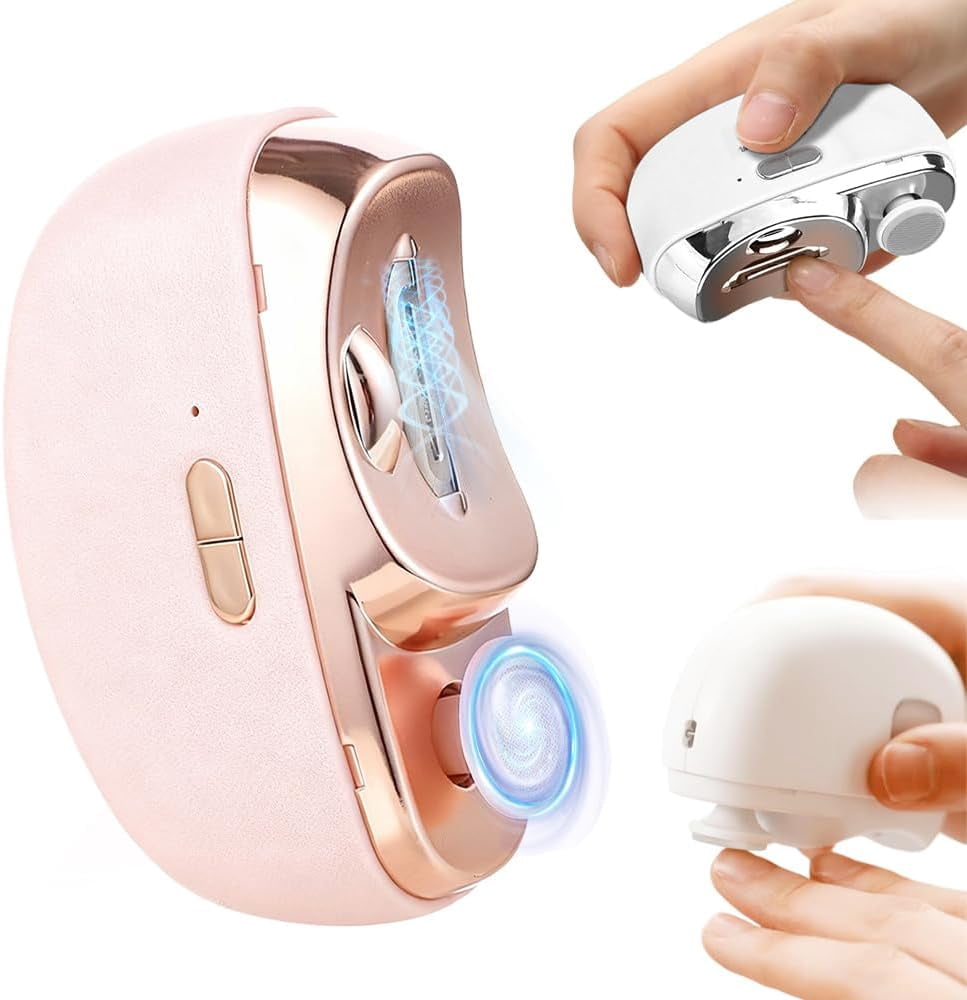 Automatic Nail Clipper with Nail File, 2026 New 2-in-1 Electric Nail Trimmer with LED Light, Nail Catcher for Kids, Seniors & Adults
