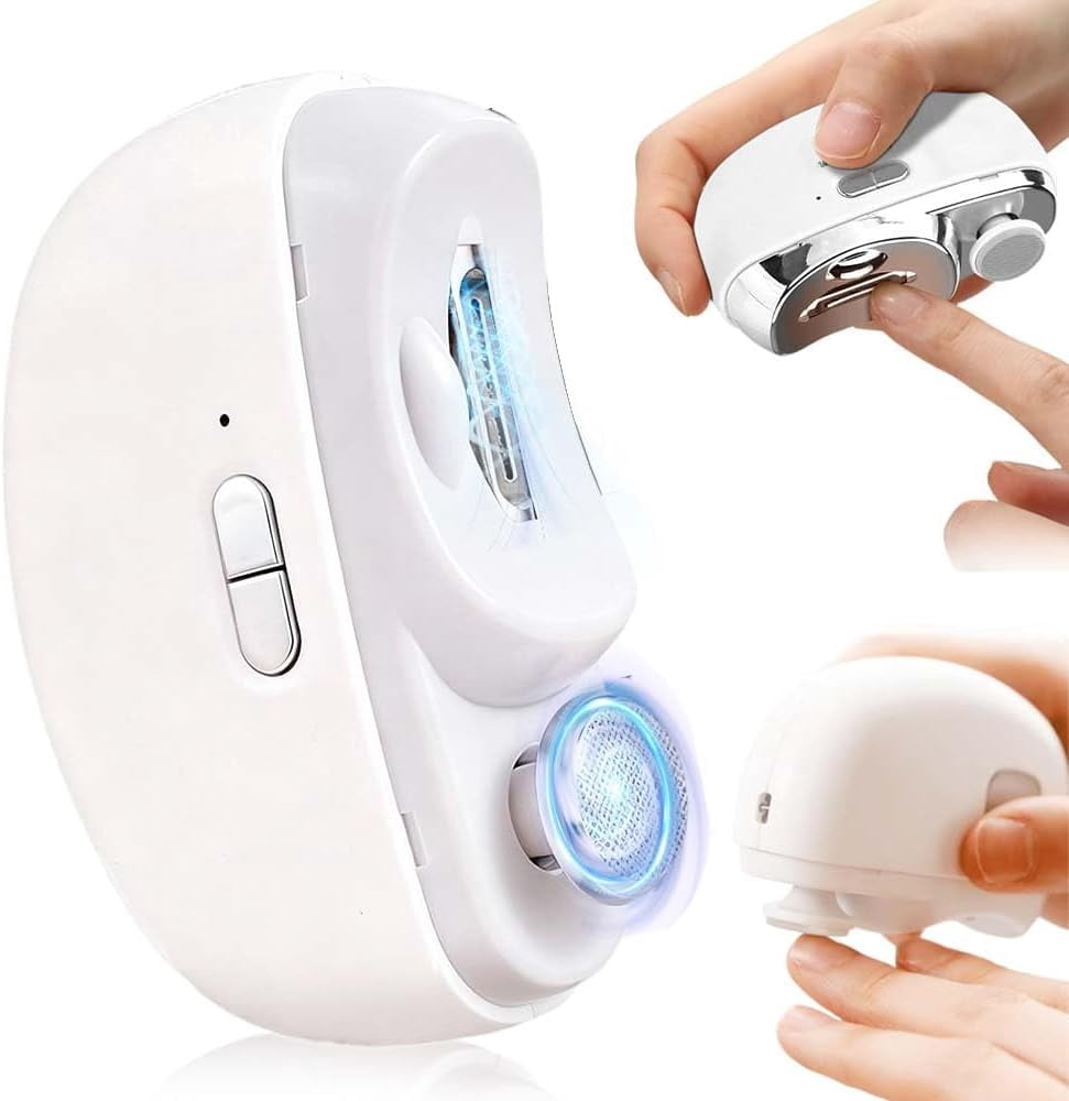 Automatic Nail Clipper with Nail File, 2026 New 2-in-1 Electric Nail Trimmer with LED Light, Nail Catcher for Kids, Seniors & Adults