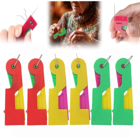 Automatic Needle Threader, 2025 Upgraded Sewing Machine Needle Threader for Hand Sewing, Automatic Needle Threading Device Small Needle Eye Threader Tool for DIY Embroidery Cross Stitch Craft(6 PCS)