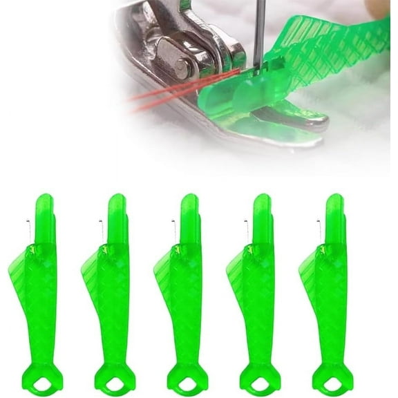 Automatic Needle Threader, 5 Pack Fish Mouth Sewing Threader Tool for Sewing Machines & Hand Needles, Metal and Plastic 1.3 Inch Easy Threader for Poor Vision, Sewing Accessories