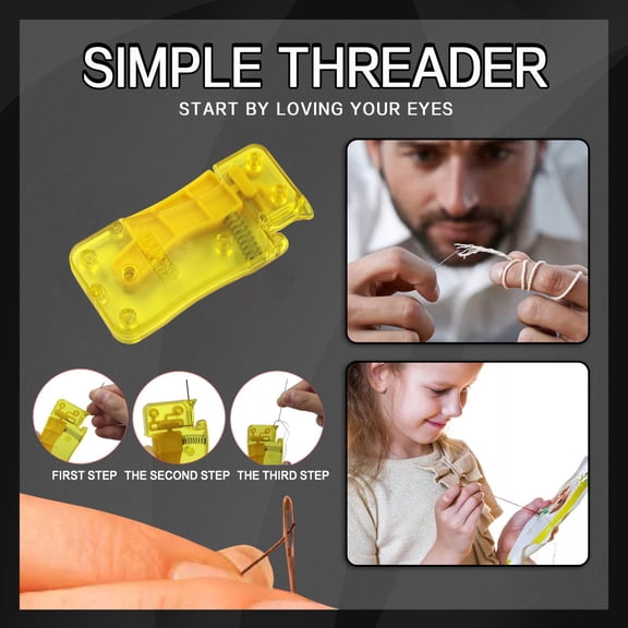 Automatic Needle Threading Tool, Easy for Hand & Machine Sewing Needles with Clear Storage Box, Premium Steel Wire Automatic Needle Threader Needle Threading Tool
