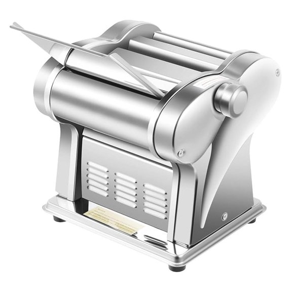 Automatic Noodle Machine, 135W 110V Stainless Steel Pasta Maker Electric Dough Sheeter Skin Pasta Press with 8 Thickness Settings & 2 Cutters for Home Family Use