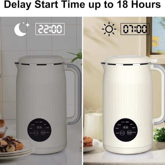 Automatic Nut Milk Maker Multifunctional Soy Milk Oat Milk Machine Homemade Based Beverage Maker Appliance (White)