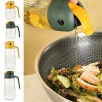 Automatic Oil Dispenser Bottle, Kitchen Oil Pouring Container with Smart Flip Lid & Non-drip Spout, 17oz Glass Bottle for Olive Oil and Vinegar, Easy One-handed Use for Home Cooks and