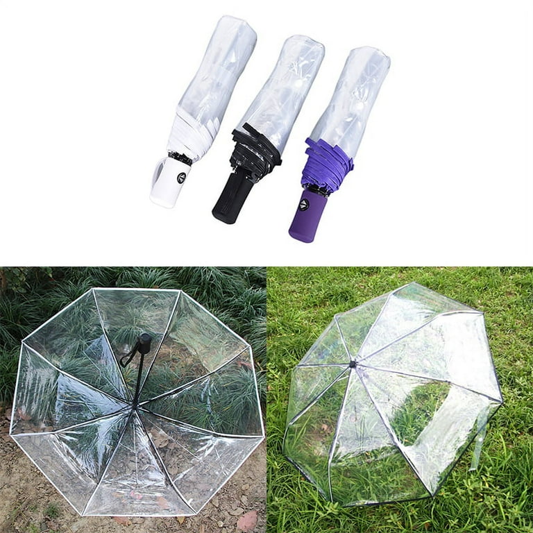 Automatic Open Close Fold Windproof Umbrella Compact Rain Transparent Clear Walmart