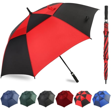 Automatic Open Golf Umbrella, 54/62/68/72 inch Extra Large Oversize Double Canopy Vented Stick Umbrellas, Windproof Waterproof Umbrella for Men And Women
