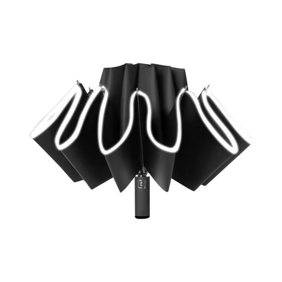 Automatic Open Large Compact Reverse Umbrella for Rain and UV Protection Inverted Folding Umbrellas with Reflective Safe Stripe Portable for Men and Women