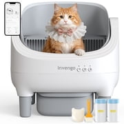 Invengo Automatic Cat Litter Box Self Cleaning, Large Litter Box for Multiple Cats, Ultra-Quiet with Advanced Odor Control, Safety Sensors, App Control, Gray
