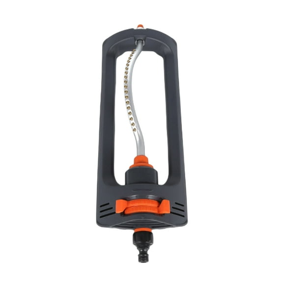Automatic Oscillating Sprinkler 4 Modes Aluminum Tube Swing Sprinkler 19 Hole Nozzles Rustproof with 1/2in Connector for Large Area Coverage Yard Garden Lawn (Orange)