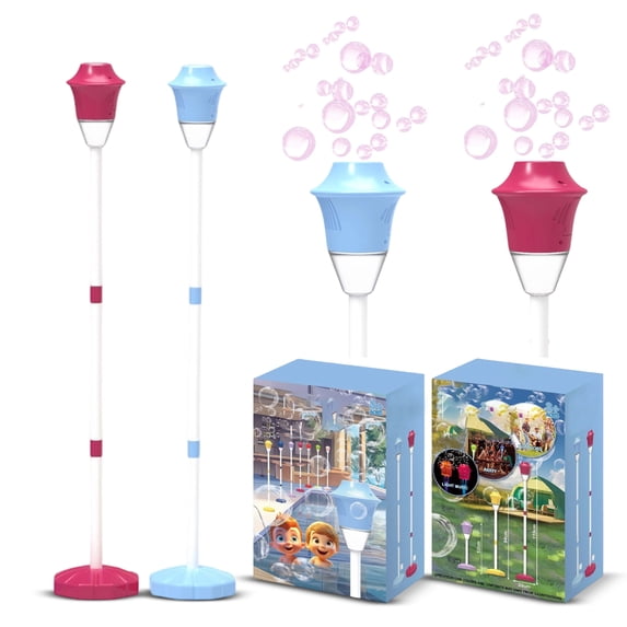Automatic Outdoor Bubble Machine, Red Tiki Bubble Garden Lamp with Bubble Refill Solution, Electric Bubble Machine for Student, Summer Outdoor Toys for Backyard Parties and Play