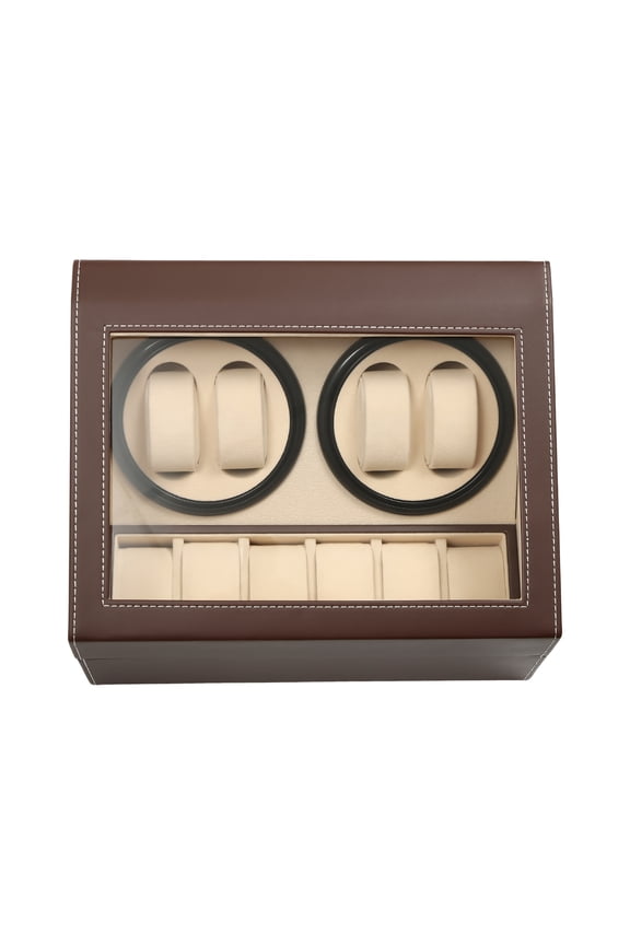 Automatic PU Watch Winder Display Case for 10 Watches Brown
