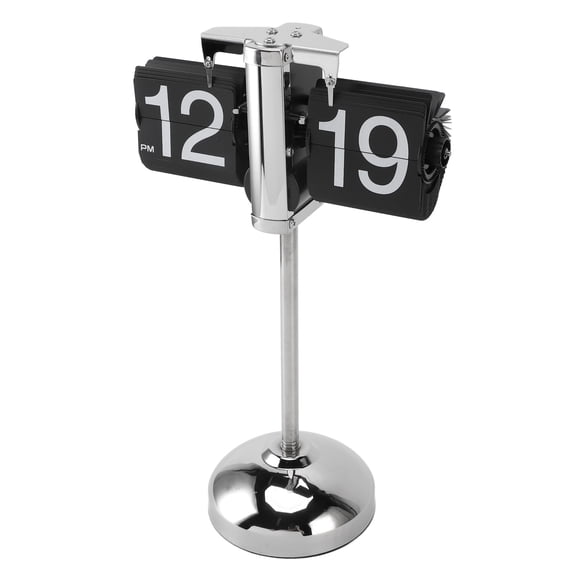 Automatic Page Flip Clock Mechanical Retro Desktop Timepiece with Expandable Pulling Rod Stand Antique Turning Page Analog Desk Clock for Home Office School Hotel, 13.58 x 4.72 Inches / 34.5 x 12 cm